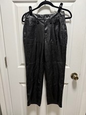 Madewell The Perfect Vintage Straight Jean Faux Leather Black Womens Sz 25 P picture