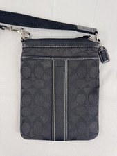 Coach Black Signature Stripe Swingpack Crossbody Bag Jacquard Y2K Crossbody picture