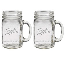 2-Pack Ball Drinking Mason Jars With Handles Set Clear Mugs 16 oz picture