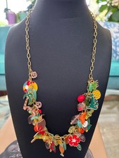 artisan necklace vintage  glass fruit salad metal Jimmy Buffet Was Here picture