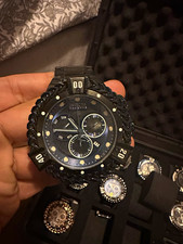 Invicta Reserve Hercules Quartz Day/Date 200m Black Dial Black Metal Bracelet picture