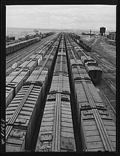 Photo:Laramie Wyoming 1941 Freight Trains in Railroad Yards Albany County picture