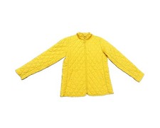 Lands' End Women’s Yellow Quilted Zip Snap Polyester Jacket Collared Pockets S picture