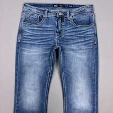 BKE Jeans Mens 30x30 Blue Derek Buckle Denim Pants Faded Stretch Dark Straight picture