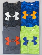 Boy's Youth Under Armour Loose Fit Tech Printed Short Sleeve Shirt NEW picture