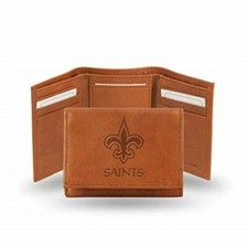 NFL tan tri-fold leather wallet Pick your team picture
