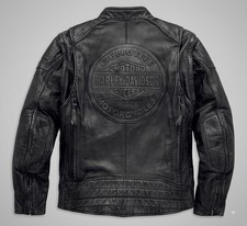 Harley Davidson Genuine Leather Riding Jacket Black Biker Cafe Racer picture