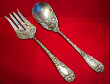 Antique C. 1900 Durgin American Sterling Enamel Chrysanthemum Serving Pieces picture