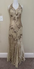 Cache Satin Gold A-line American Vintage Women's Gold/Cream Dress picture