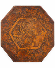 Antique Style Carved Hardwood Octagonal Side Table Stool Anglo-Indian Foliate picture