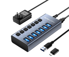 Concentrador USB 3.2 con alimentación externa,con 7 puertos USB y velocidad de t picture