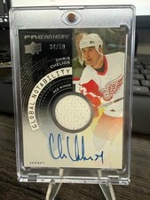 2023-24 UD Premier Global Notability Chris Chelios Auto Patch /50 picture