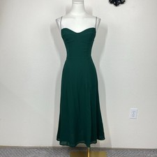 Reformation Juliette Dress Womens 2 Emerald Green Slip Sweetheart Midi Formal picture
