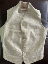 Antique 1830s-1850s Victorian Men's Brocade Floral Vest Waistcoat Hand Signed picture