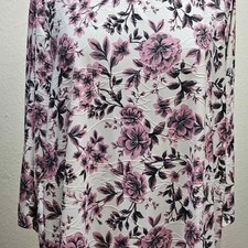 Emily Daniel's 3/4 Sleeved Floral Textured Top Womens 1XL picture