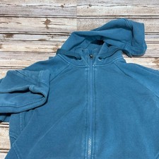 Athleta Full Zip Hoodie Womens Medium Teal Blue Raglan Sleeve Cotton Blend picture