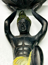 Vintage Cast Bronze Blackamoor w/Bowl Head Figurine Sculpture Statue Stand 6.5