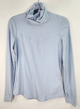 Title Nine Command Turtleneck Top Women's S Powder Blue Zipper Pocket Thumbholes picture