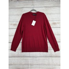 Theory Hilles Cashmere Crewneck Sweater Mens Medium Crimson Mix NEW picture