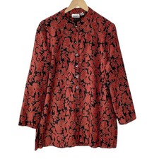 Chicos Tapestry Brocade Jacket Womens 3 XL Metallic Buttons Artsy Textured 90s picture
