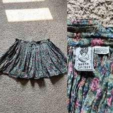Vintage Y2K 90s Mini Skirt Boho Crinkle Cotton Floral Boho Fairy Whimsigoth OS picture