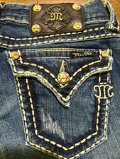 Miss Me Women’s Low Rise Bootcut Jeans Blue Medium Wash JP5014-4 size 27 waist picture