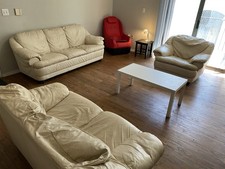 3 Piece Leather Sofa Set Beige Color Available Modern Living Room reduced  $100 picture