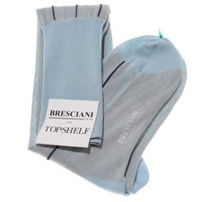 Bresciani NWT Over the Calf Dress Socks Size S in Blue w/ Stripes Cotton & Silk picture