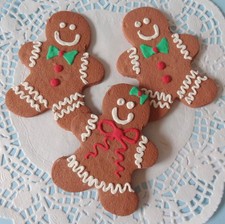 Fake Gingerbread Man Cookie Set Handmade Faux Christmas Holiday Baking Ornament picture