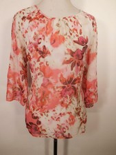Beautiful Women's Size 1 Chico's Semi-Sheer Pink Floral Long Sleeve Blouse picture