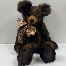 Artist Bear Linda Temple Signed Brown Jointed Mohair Vintage Teddy 1998 picture