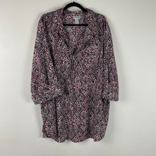 Catherines Popover Half Zip Blouse Size 3X Tunic Stretch 3/4 Sleeves Floral picture