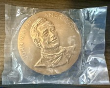 Vintage RARE John Wayne American Bronze Medal in Sealed Plastic ~ 222 g 3.0