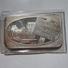 Vintage 1974 USSC 1 Troy Ounce Silver Bar Fuel Shortage Camel Rentals Low SN 100 picture