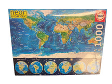 Educa Neon World Map Puzzle 1000 Piece Fluorescent Glow 68x48cm (16760) picture