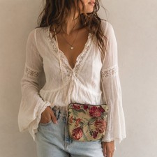 Vintage Floral Tapestry Crossbody Purse Cottagecore Boho Indie Bag picture