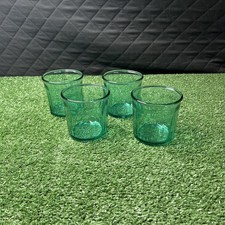 4 Luminarc 500 ML Aqua Teal Tumblers 10-panel Made in France VTG great color picture