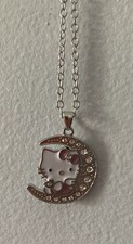 Hello Kitty “Kitty In The Moon Love” 24 in Necklace. Pink, White & Silver. New. picture