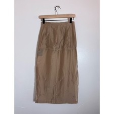 NWT H&M Edition Embellished Sheer Tencel Linen Midi Skirt Tan Size 2 picture