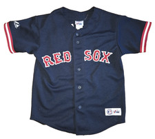 Boston Red Sox Garciaparra Majestic Jersey Boys Medium Blue SEWN STITCHED picture