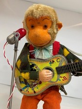 WORKS Vintage Rare ALPS Monkey Playing Guitar, Tin Litho Toy Clean picture