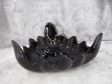 Indiana Tiara Centerpiece Bowl Triangle Shaped Black Glass Scalloped 11