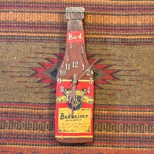 Vintage Folk Art Budweiser Beer Bottle Wooden Wall Clock (Refurbished) picture