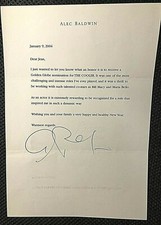 ALEC BALDWIN SIGNED ORIG LETTER (ONLY ONE ON EBAY) W/2004 GOLDEN GLOBES CONTENT picture