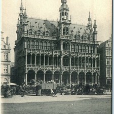 c1910s Brussels Grand Place Maison du Roi Market Postcard Gothic Architecture picture
