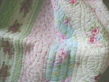 Shabby Patchwork Vintage Chic Pink Roses 3 Piece Queen Quilt Set picture