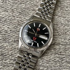 Vintage Rado Purple Horse Automatic Black Dial Day Date Swiss Steel Mens Watch picture