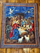 Vintage 2004 Nativity Quilt Wall Hanging Hand Quilted Beaded Christmas Decor picture