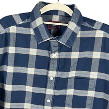 UNTUCKit Vougeot Button Down Shirt Mens L Blue Plaid Flannel Long Sleeve 40342 picture