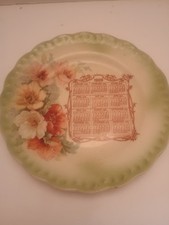 1909 Antique Calendar Plate With Flowers By Carnation 8.5